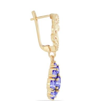 BUY 925 STERLING SILVER NATURAL TANZANITE GEMSTONE CLUSTER EARRINGS – GOLD PLATED